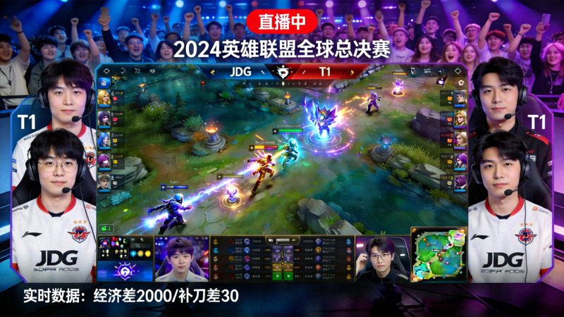 英雄联盟全球总决赛电竞比赛直播画面